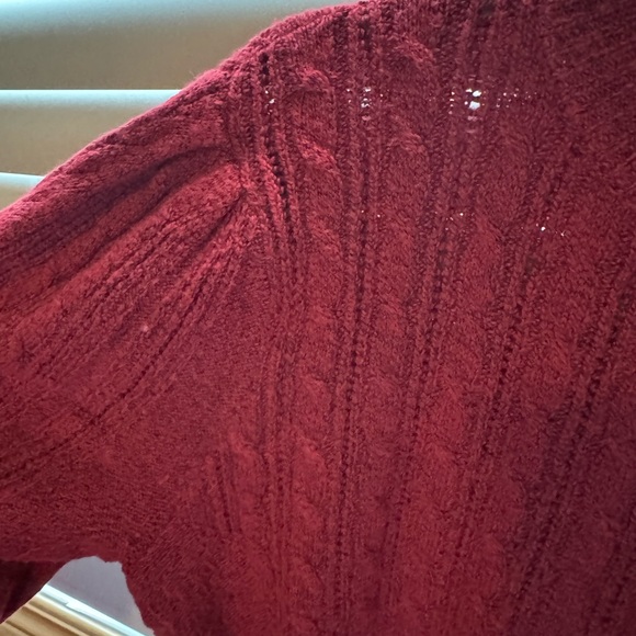 Dark red cable knit sweater. - Picture 2 of 3